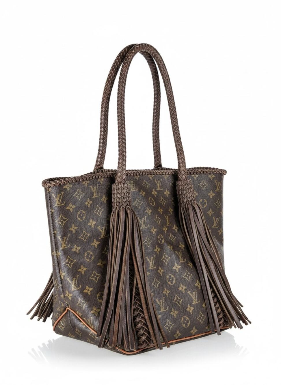 Vintage Boho Mykonos Tote Braided Rim in Chocolate